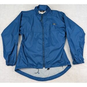 REI Nylon Jacket Unisex L Blue Vented Waterproof Rain Windbreaker Zip Pocket‎